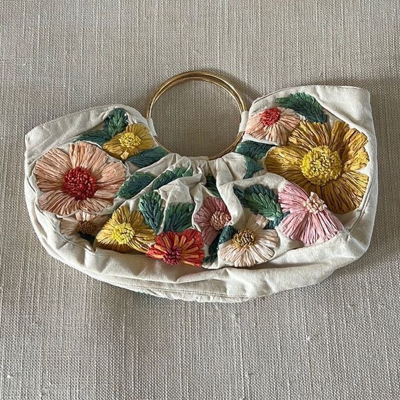 Anthropologie Handbags - Anthropologie Floral Embroidered Handbag Purse